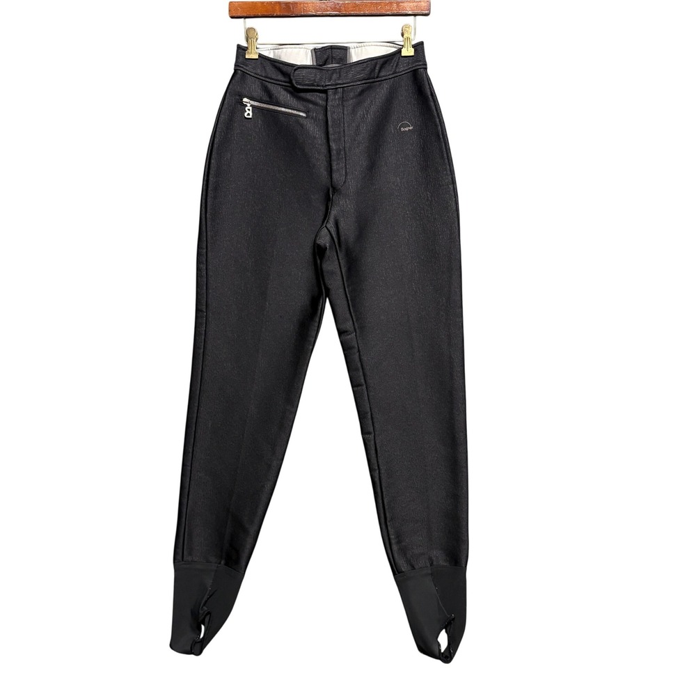 Bogner 12L‎ Black Stirrup Pants Poly Wool Blend Women's Ski Trousers Zip Pockets